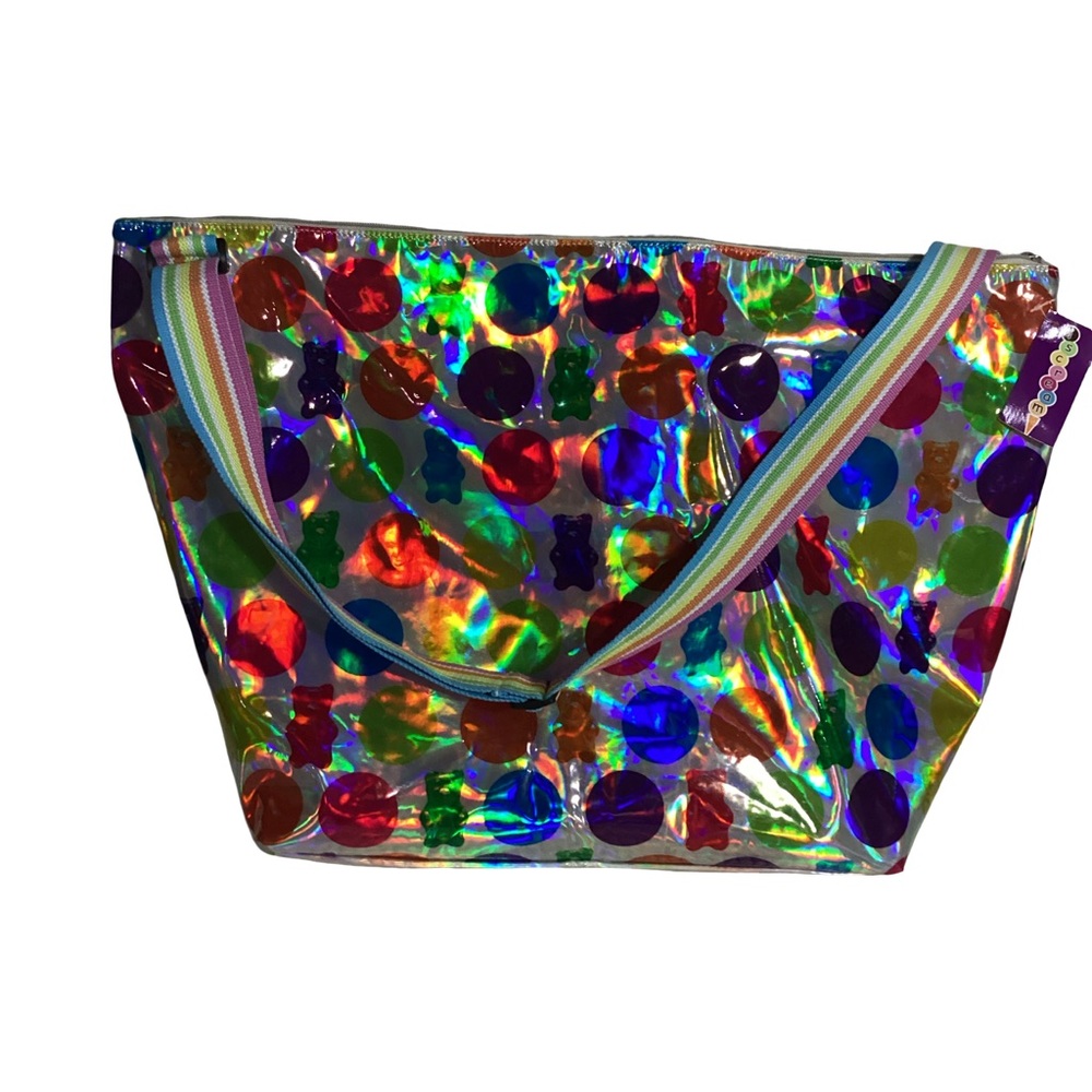 ISCREAM Polka Dot Gummy Bears Holographic Weekender Bag NWT Travel Tote